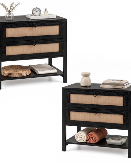 GIANTEX 27" Wide Rattan Nightstand with 2 Drawers (1/2)
