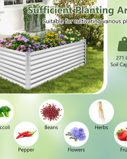 Giantex 6x3x2ft Steel Planter Raised Bed, Protective Edges, Vegetables, Flowers Fruit Herb