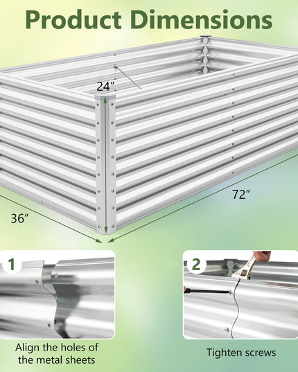Giantex 6x3x2ft Steel Planter Raised Bed, Protective Edges, Vegetables, Flowers Fruit Herb