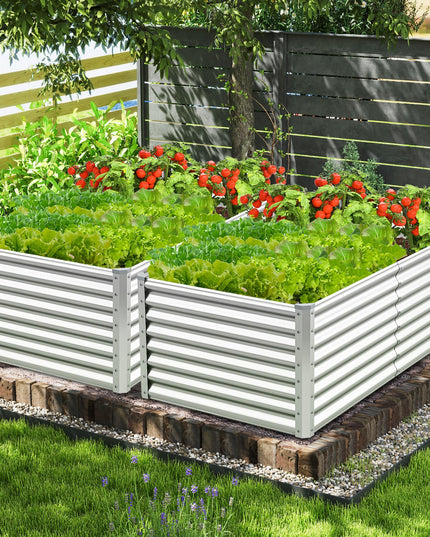 Giantex 6x3x2ft Steel Planter Raised Bed, Protective Edges, Vegetables, Flowers Fruit Herb