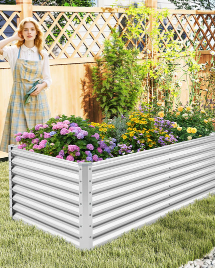 Giantex 6x3x2ft Steel Planter Raised Bed, Protective Edges, Vegetables, Flowers Fruit Herb