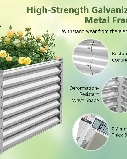 Giantex 6x3x2ft Steel Planter Raised Bed, Protective Edges, Vegetables, Flowers Fruit Herb