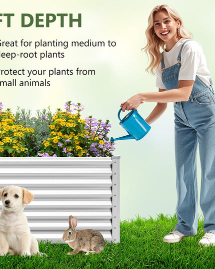 Giantex 6x3x2ft Steel Planter Raised Bed, Protective Edges, Vegetables, Flowers Fruit Herb