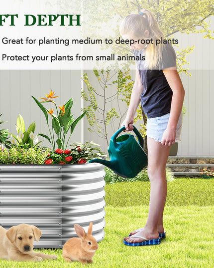 Giantex Raised Garden Bed, 65” x 32” x 24” Oval Metal Planter Box