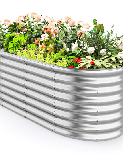 Giantex Raised Garden Bed, 65” x 32” x 24” Oval Metal Planter Box