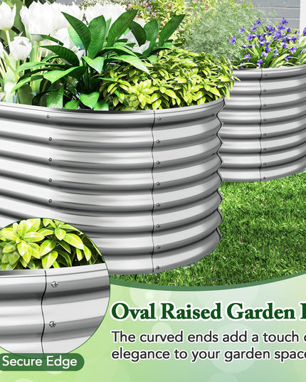 Giantex Raised Garden Bed, 65” x 32” x 24” Oval Metal Planter Box
