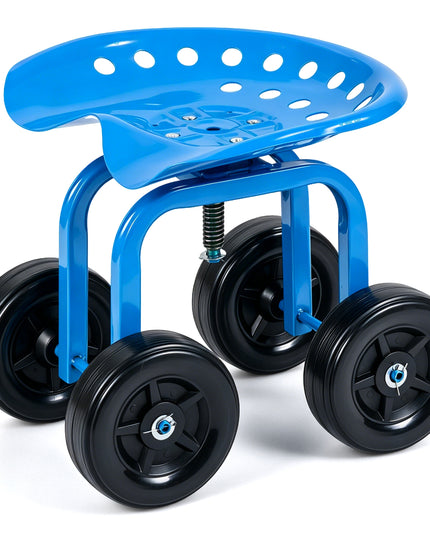 Chariot de jardin Giantex, siège de travail roulant à 4 roues, tabouret de jardin pivotant à 360° et hauteur réglable