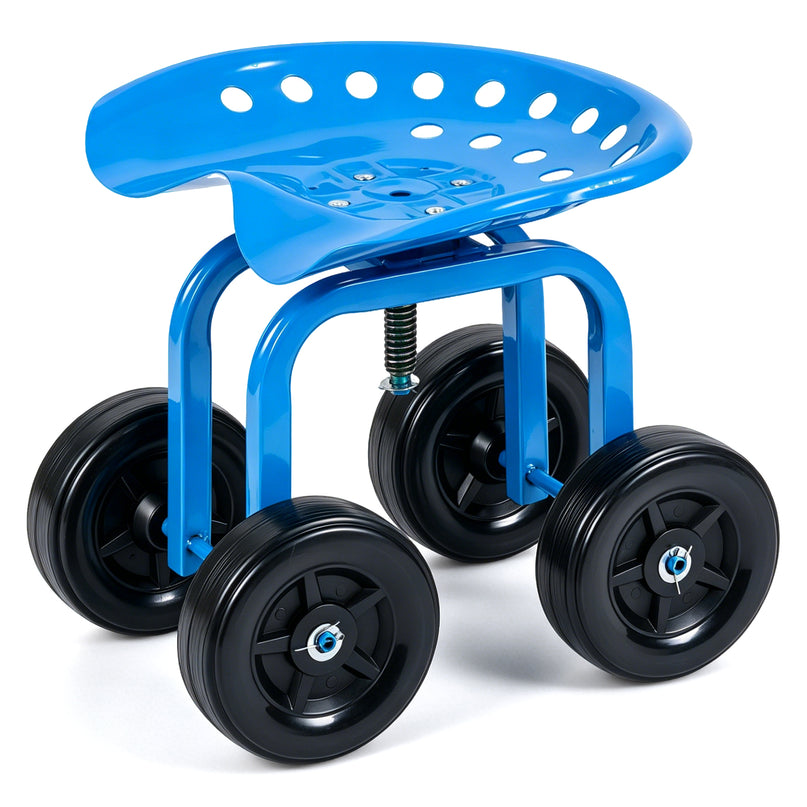 Giantex Garden Cart, Rolling Workseat with 4 Wheels, Garden Stool 360-degree Swivel Work Seat & Adjustable Heigh
