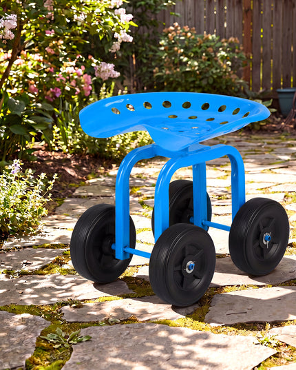 Chariot de jardin Giantex, siège de travail roulant à 4 roues, tabouret de jardin pivotant à 360° et hauteur réglable