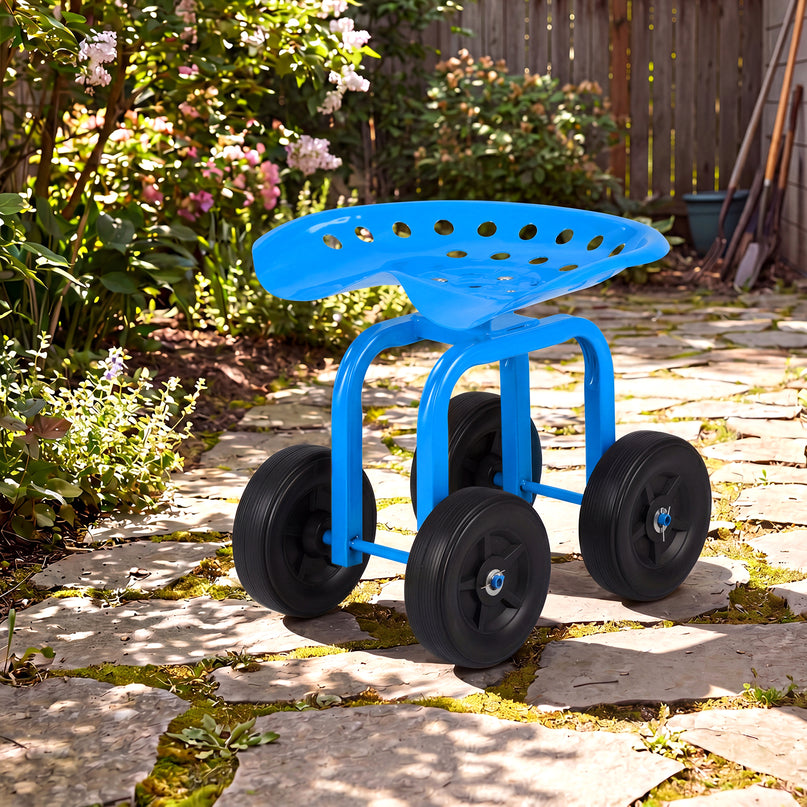 Giantex Garden Cart, Rolling Workseat with 4 Wheels, Garden Stool 360-degree Swivel Work Seat & Adjustable Heigh