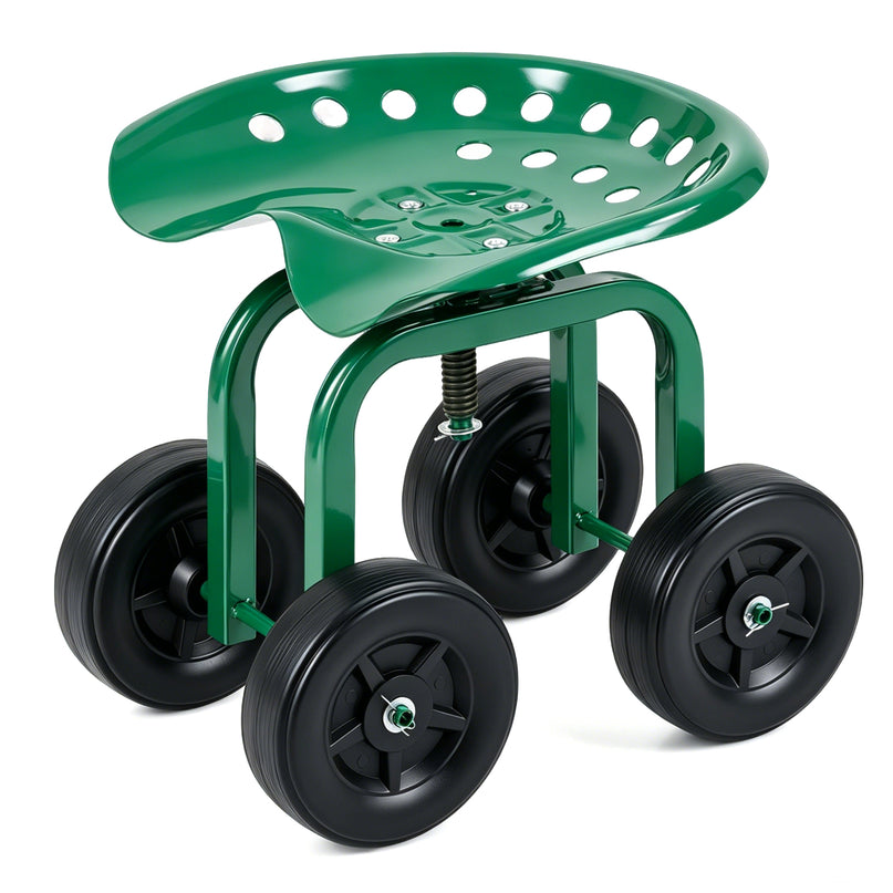 Giantex Garden Cart, Rolling Workseat with 4 Wheels, Garden Stool 360-degree Swivel Work Seat & Adjustable Heigh