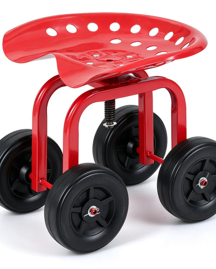 Chariot de jardin Giantex, siège de travail roulant à 4 roues, tabouret de jardin pivotant à 360° et hauteur réglable