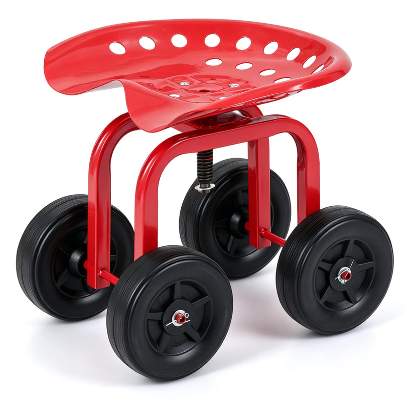 Giantex Garden Cart, Rolling Workseat with 4 Wheels, Garden Stool 360-degree Swivel Work Seat & Adjustable Heigh