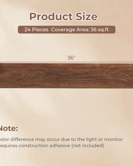 Giantex 24/48-Pack Vinyl Flooring Planks 36" x 6" 36/72 Sq.Ft
