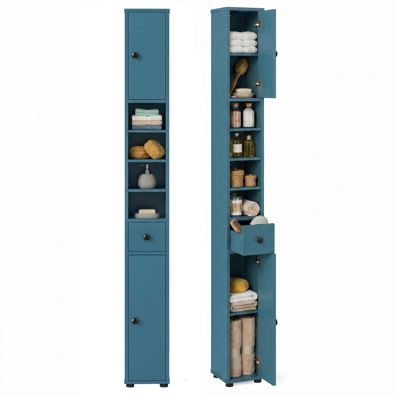 Giantex Slim Bathroom Storage Cabinet - 71" Tall Narrow Floor Cabinet Cupboard with 2 Doors (1/2)