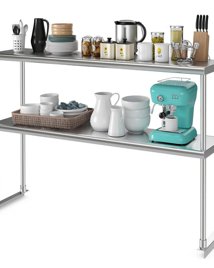 Giantex 48 Inch Stainless Steel Overshelf with Adjustable Lower Shelf