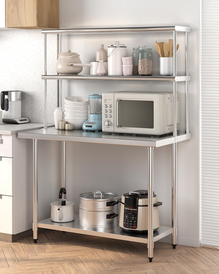 Giantex 48 Inch Stainless Steel Overshelf with Adjustable Lower Shelf