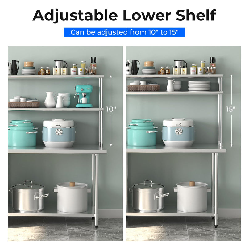 Giantex 48 Inch Stainless Steel Overshelf with Adjustable Lower Shelf