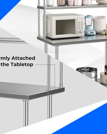 Giantex 48 Inch Stainless Steel Overshelf with Adjustable Lower Shelf