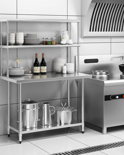 Giantex 48 Inch Stainless Steel Overshelf with Adjustable Lower Shelf