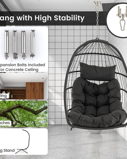 Giantex Foldable Hanging Egg Chair - Egg Swing Hammock Chair