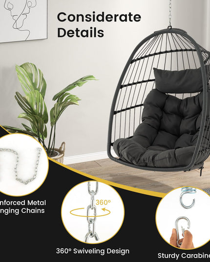 Giantex Foldable Hanging Egg Chair - Egg Swing Hammock Chair