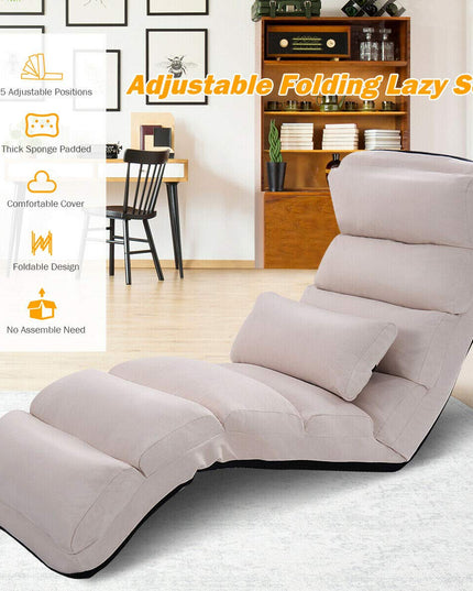 Folding Lazy Sofa Chair Stylish Sofa Couch Beds Lounge Chair W/Pillow