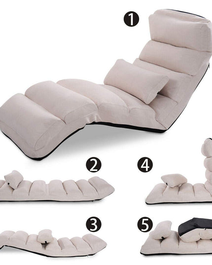 Folding Lazy Sofa Chair Stylish Sofa Couch Beds Lounge Chair W/Pillow