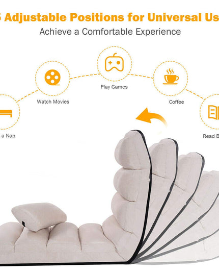 Folding Lazy Sofa Chair Stylish Sofa Couch Beds Lounge Chair W/Pillow