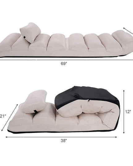 Folding Lazy Sofa Chair Stylish Sofa Couch Beds Lounge Chair W/Pillow