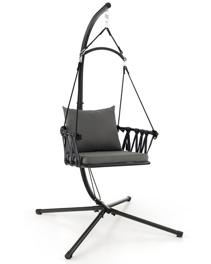 Giantex Hanging Swing Chair W/Stand, Cozy Seat & Back Cushions