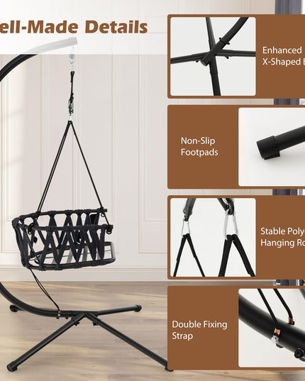 Giantex Hanging Swing Chair W/Stand, Cozy Seat & Back Cushions