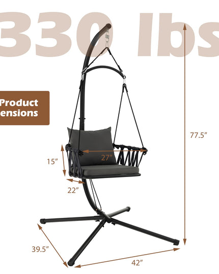 Giantex Hanging Swing Chair W/Stand, Cozy Seat & Back Cushions