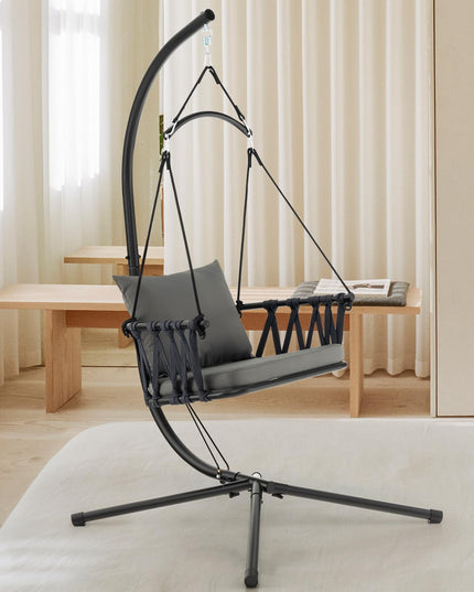Giantex Hanging Swing Chair W/Stand, Cozy Seat & Back Cushions