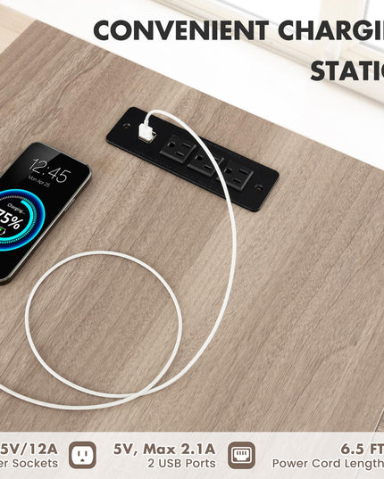Giantex L Shaped Desk with Power Outlets & USB Ports