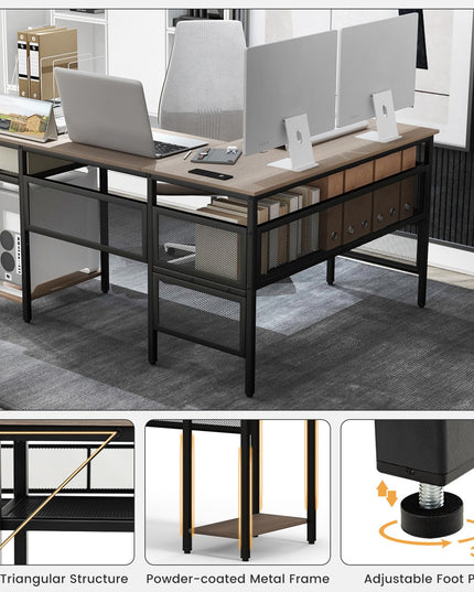 Giantex L Shaped Desk with Power Outlets & USB Ports