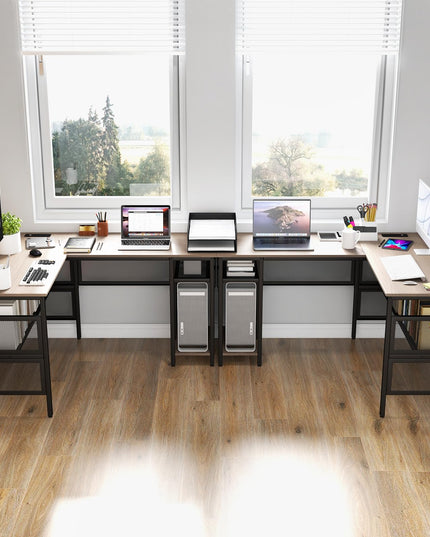 Giantex L Shaped Desk with Power Outlets & USB Ports