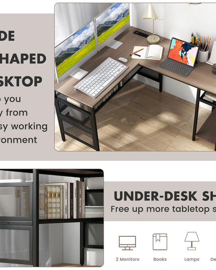 Giantex L Shaped Desk with Power Outlets & USB Ports