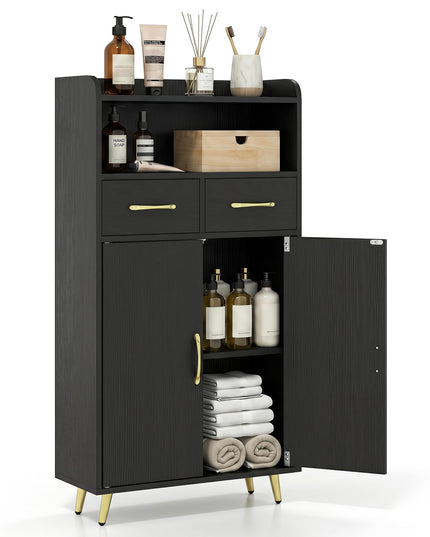 Giantex Bathroom Storage Cabinet | Freestanding Floor Cabinet with 2 Drawers and 2 Doors