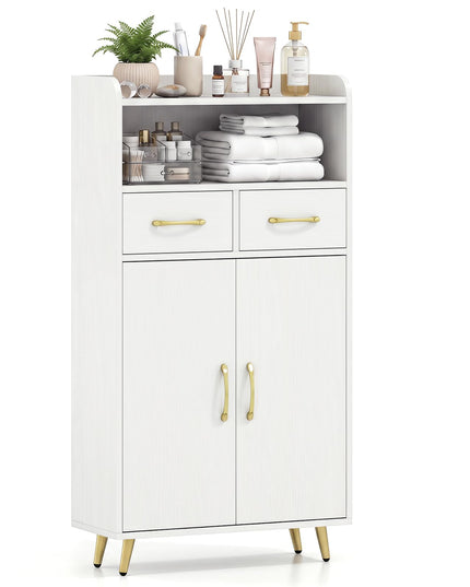 Giantex Bathroom Storage Cabinet | Freestanding Floor Cabinet with 2 Drawers and 2 Doors