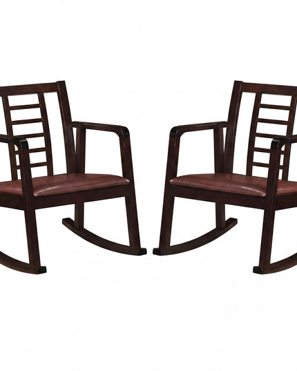 Giantex Solid Rubber Wooden Rocking Chair with Fabric Upholstered Seat (1/2)