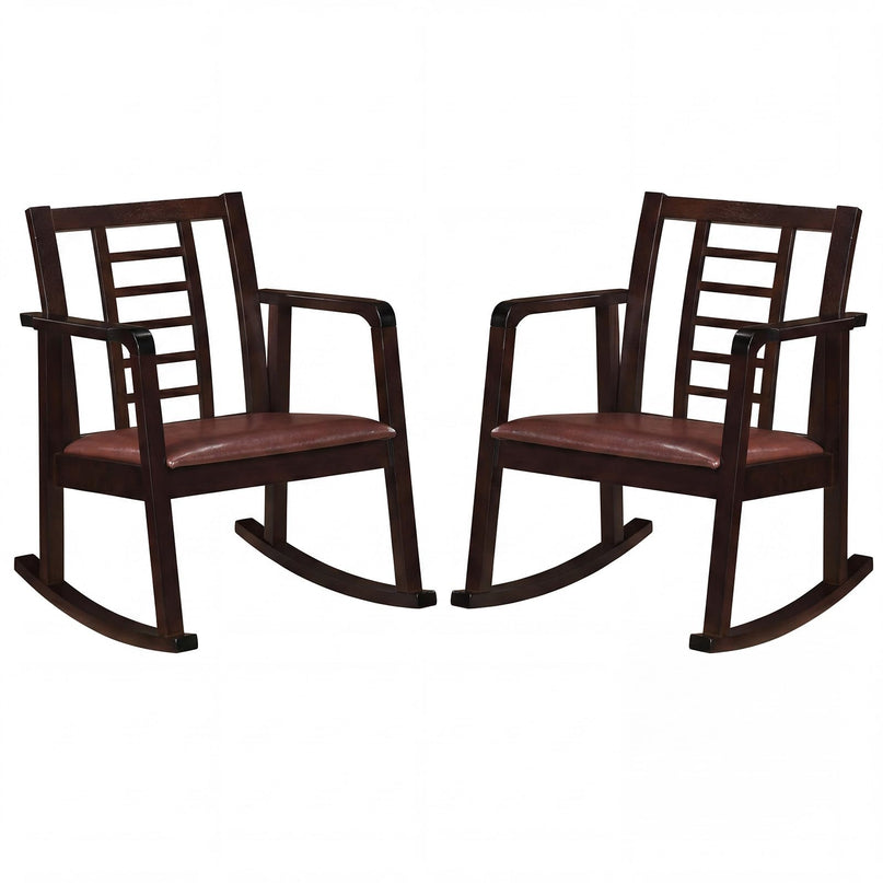 Giantex Solid Rubber Wooden Rocking Chair with Fabric Upholstered Seat (1/2)