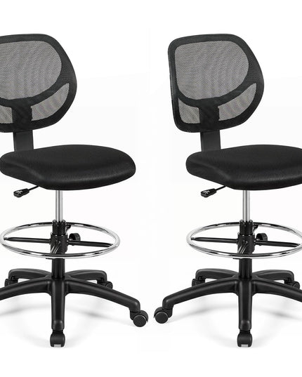 Chaise de bureau ergonomique en maille, chaise haute avec anneau repose-pieds