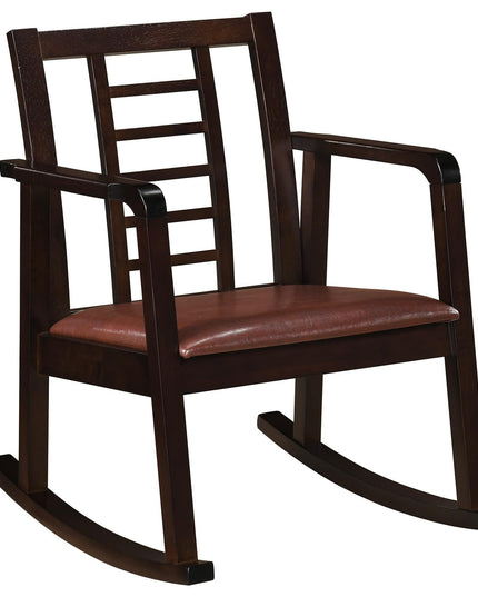 Giantex Solid Rubber Wooden Rocking Chair with Fabric Upholstered Seat (1/2)