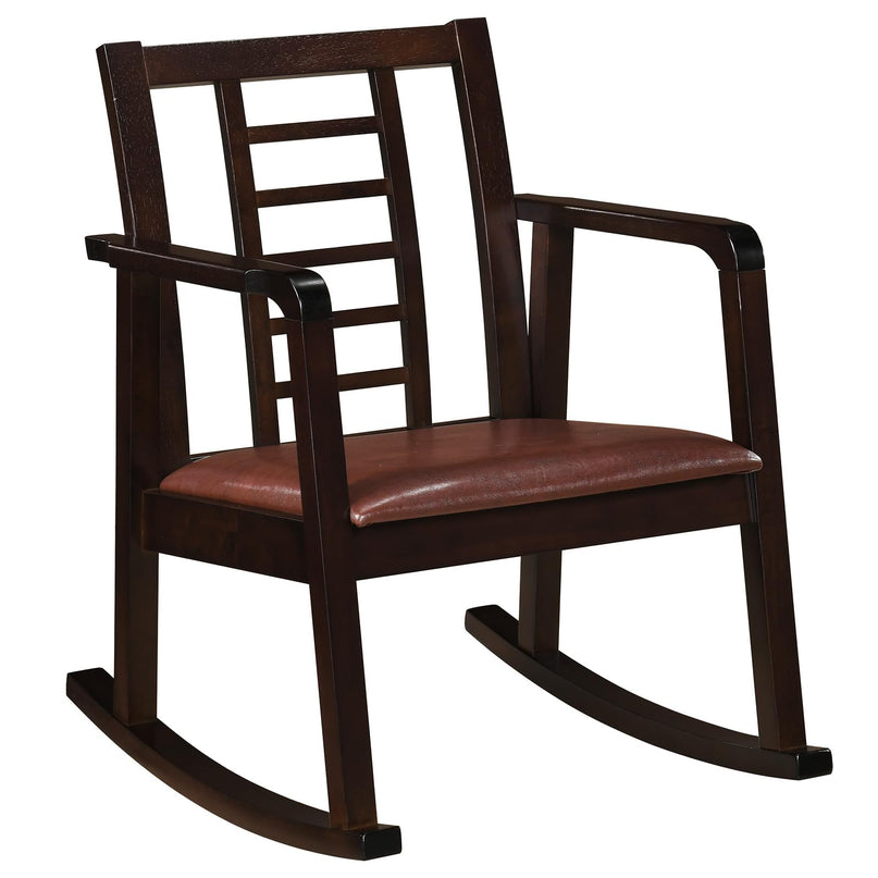 Giantex Solid Rubber Wooden Rocking Chair with Fabric Upholstered Seat (1/2)