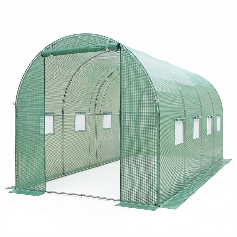 Giantex 15 x 7 x 7 ft Walk-in Tunnel Greenhouse with Galvanized Steel Frame