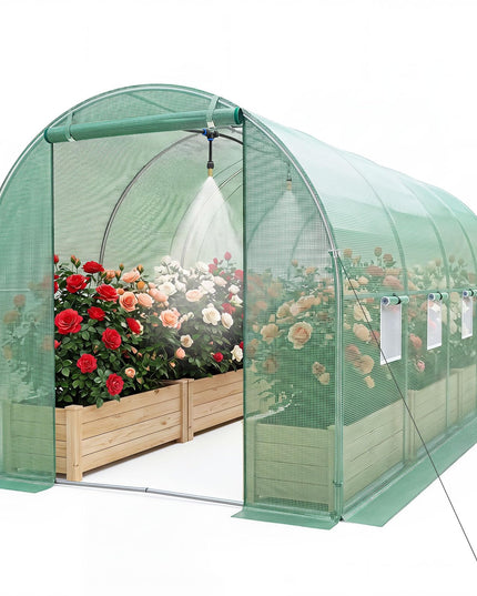 Giantex 15 x 7 x 7 ft Walk-in Tunnel Greenhouse with Galvanized Steel Frame