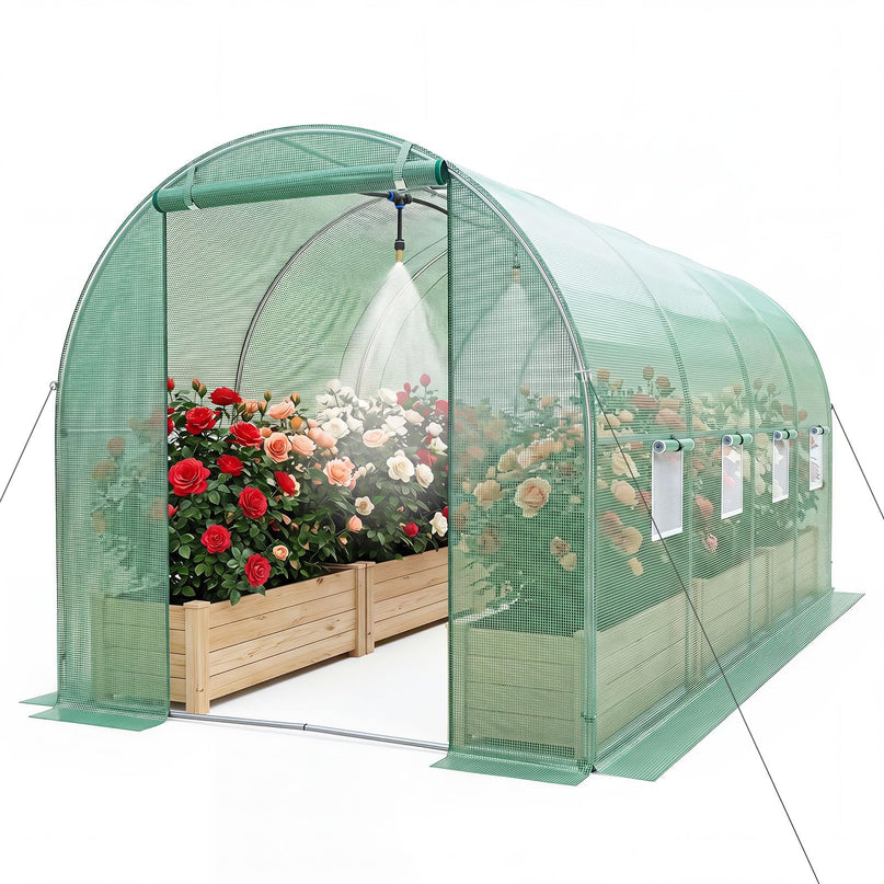 Giantex 15 x 7 x 7 ft Walk-in Tunnel Greenhouse with Galvanized Steel Frame