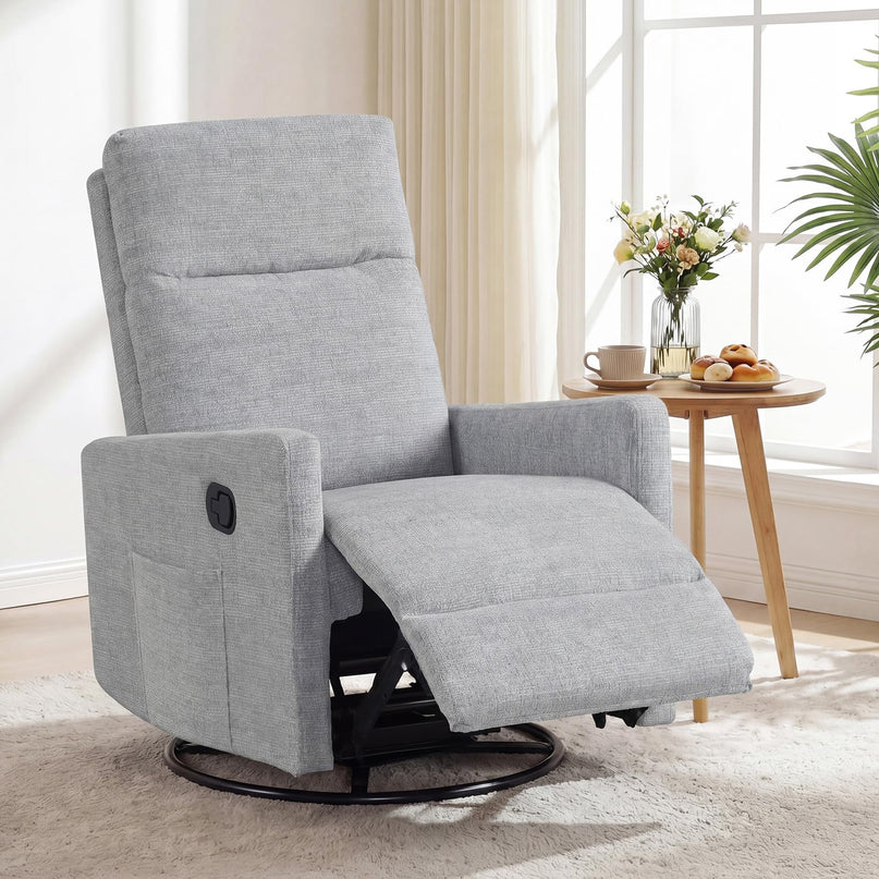 Giantex Swivel Rocker Recliner with Adjustable Cushioned Back