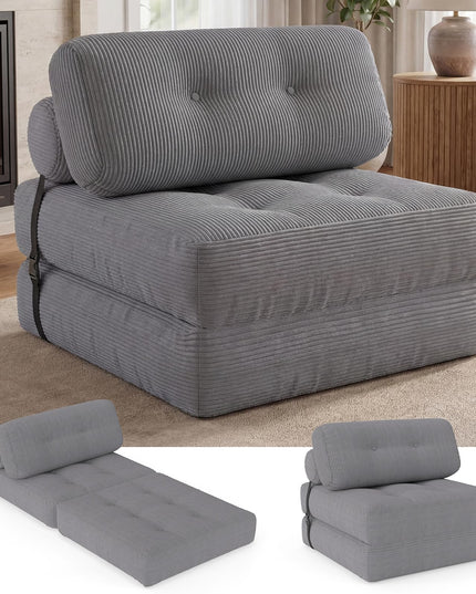 Giantex Folding Sofa Bed with Pillow Corduroy Cover & Fixing Straps